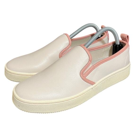 COACH Women's‎ Slip On Sneaker Loafer White Pink Petal Trim Size 10 Leather - Picture 1 of 8